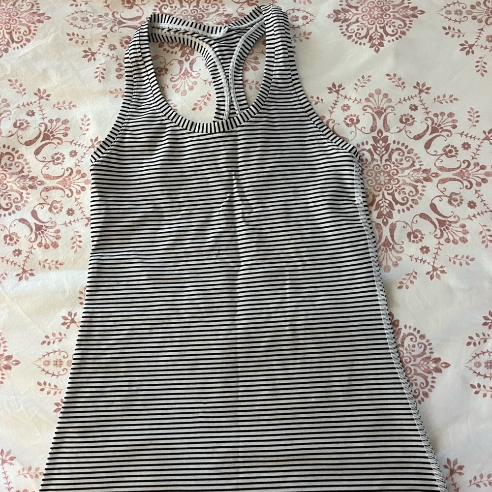 Lululemon Black and White Striped Tank